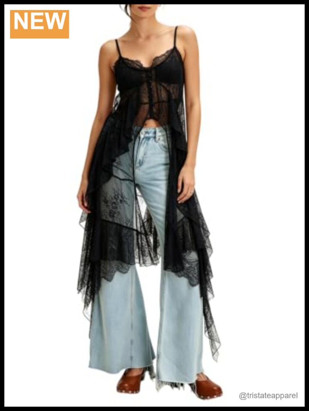 Women's Lace Maxi Camisole Sleeveless Flowy Boho Layering Tank Sheer Beach